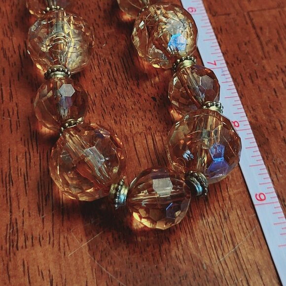 Large Faux Amber Beaded Necklace with Unique Clasp ~ Very Vintage - Picture 7 of 7